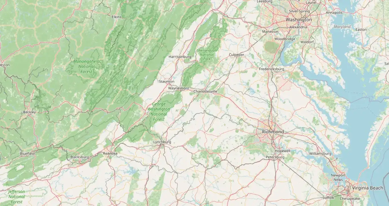 Map of the Virginia State